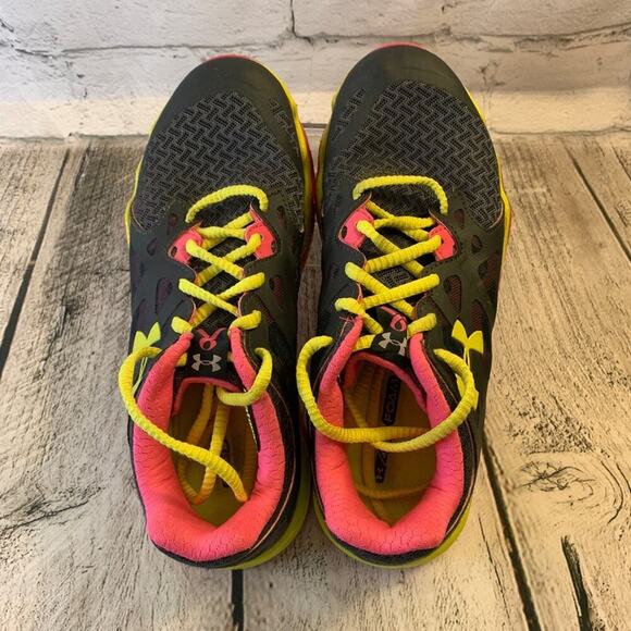 UNDER ARMOUR Women’s MicroG Monza Running Shoe - Pink/Black/Yellow / Size: 6.5 - Picture 3 of 9